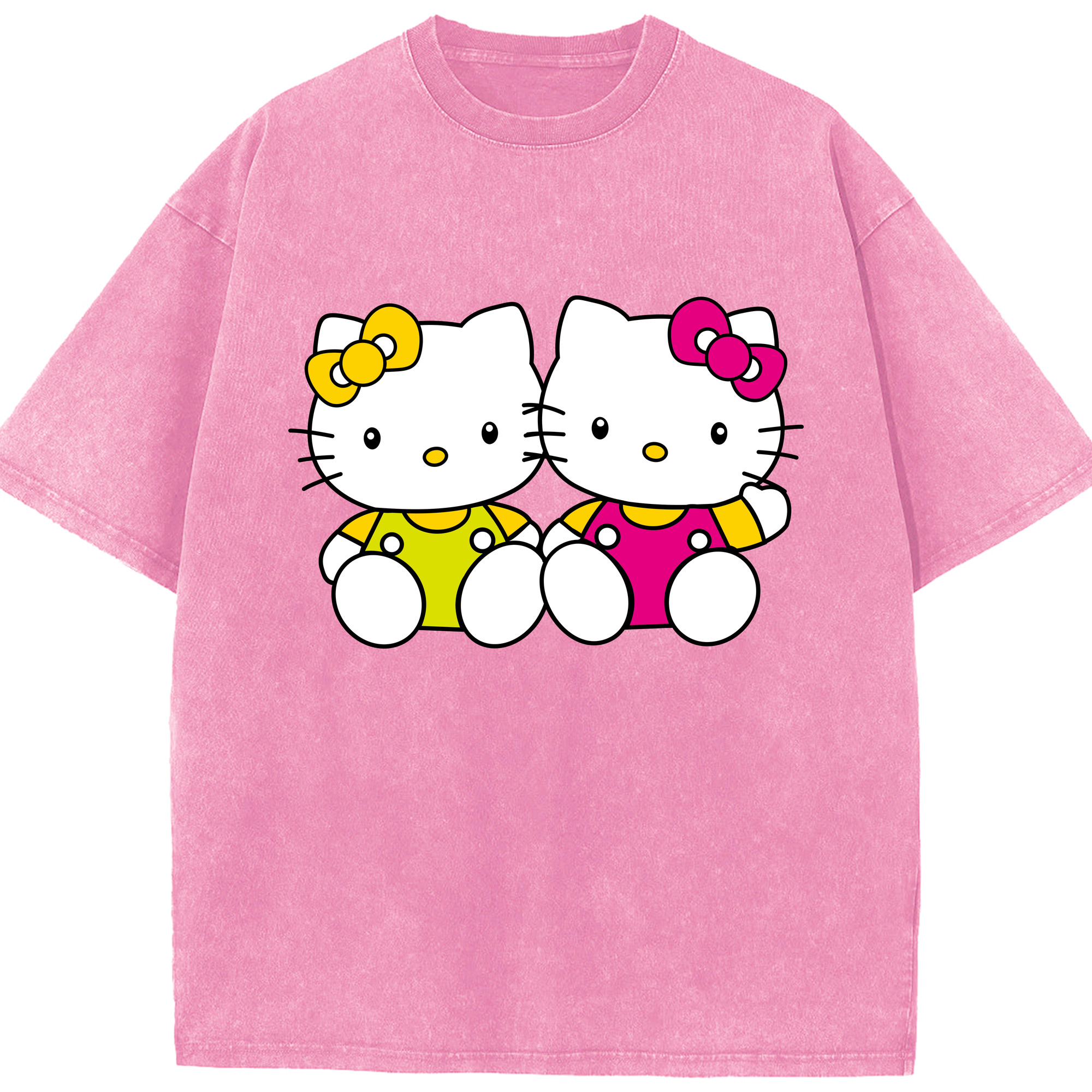 （画像用） Hello Kitty ハローキティ 綿100% ヴィンテージ風 半袖Tシャツ（フロントプリント）